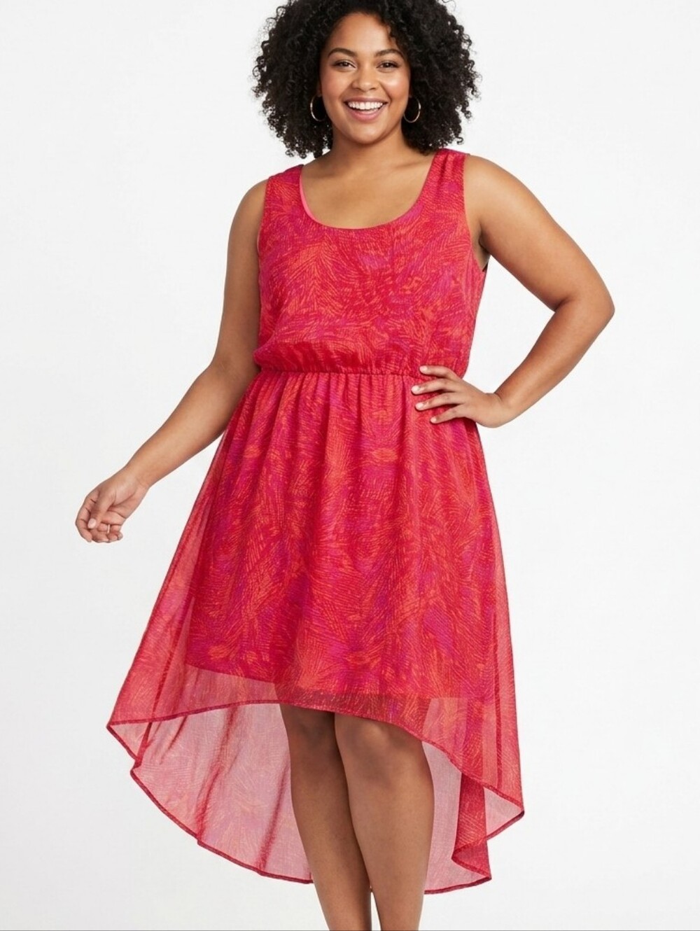 Mossimo Supply Co. Plus Size Hot Pink Sleeveless High-Low Dress
